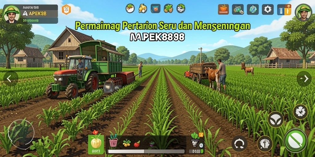 Tampilan gameplay seru pertanian di APEK88 yang penuh warna.