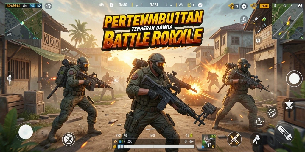 Screenshot utama MPO08 menampilkan aksi seru dalam gameplay Battle Royale.