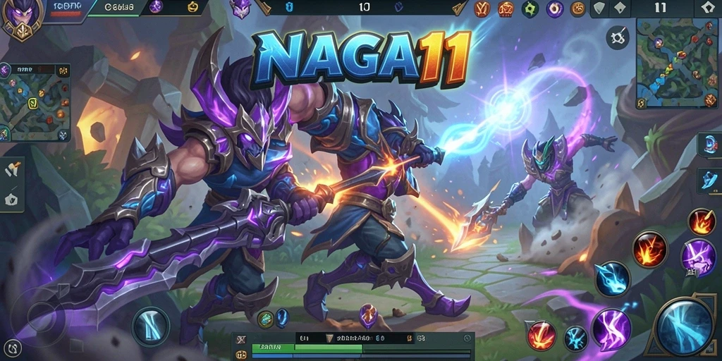 Screenshot menunjukkan pertarungan seru dalam gameplay MOBA.