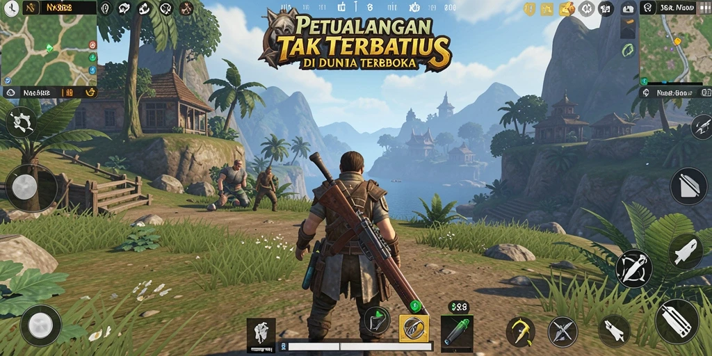Screenshot gameplay NX888 yang memukau dalam dunia yang luas.