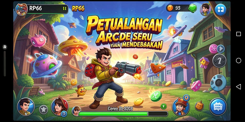 Screenshot RP66 menampilkan gameplay seru dengan berbagai tantangan Arcade.