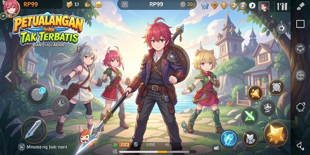 Tampilan gameplay seru dari RP99 dengan karakter anime favorit.