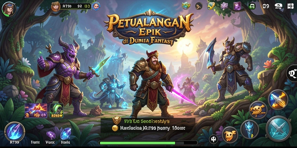 Tangkapan layar RT99 menunjukkan aksi pertarungan dinamis dan karakter yang kuat.