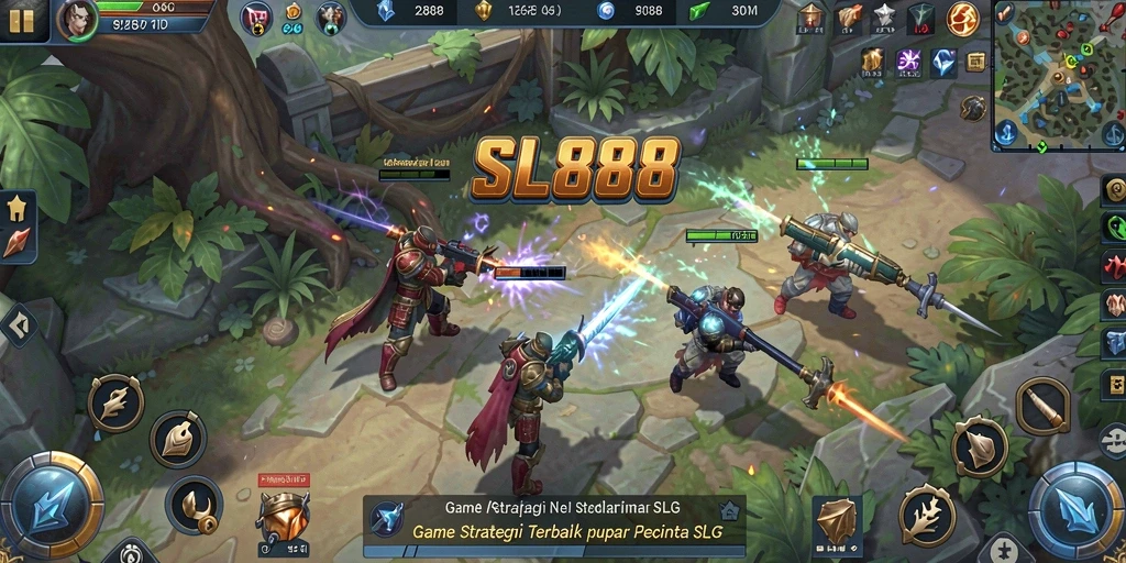 Screenshot gameplay SL888 menampilkan pertarungan strategis yang mendebarkan.