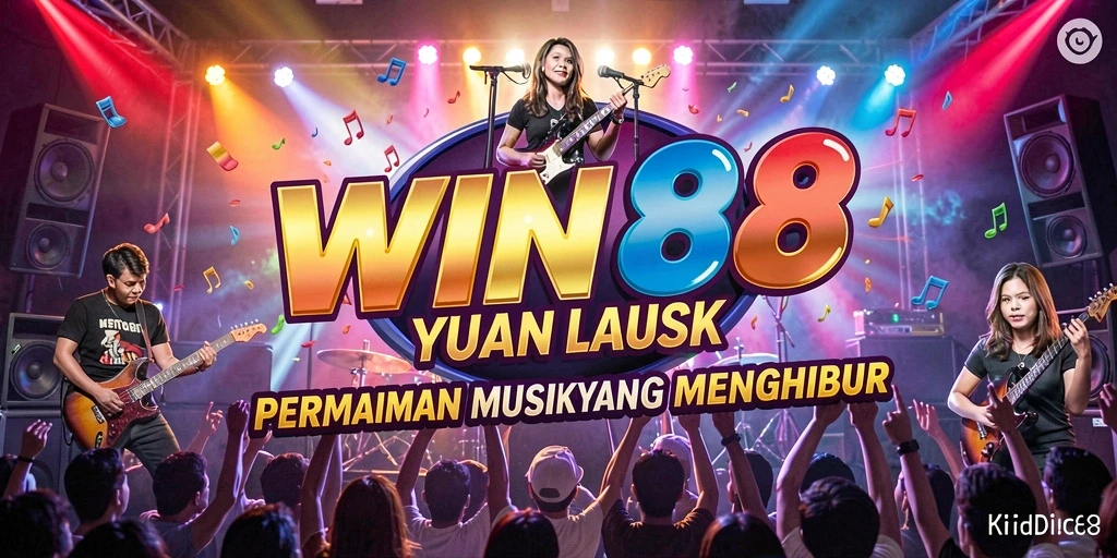 Tampilan gameplay WIN88 dengan antarmuka musik yang interaktif dan warna-warni.
