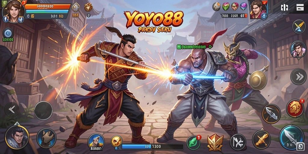 Tangkapan layar utama YOYO88 menampilkan pertarungan seru di arena.